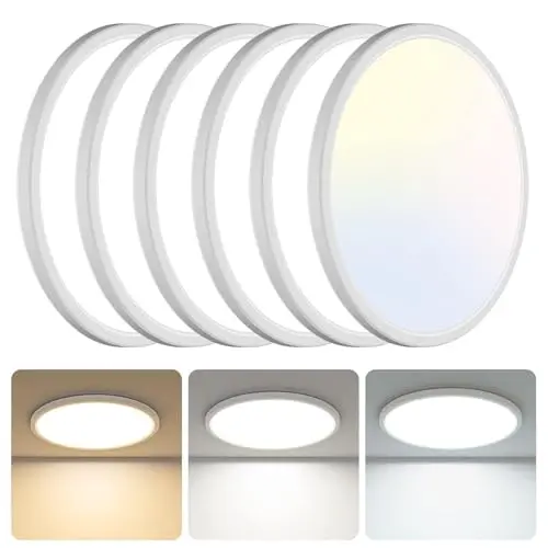 libtit white round ultra-slim LED flush mount ceiling lights 6-pack