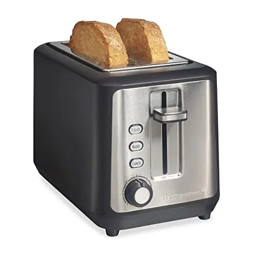 Hamilton Beach Gourmet 2 Slice Toaster in matte black and stainless steel