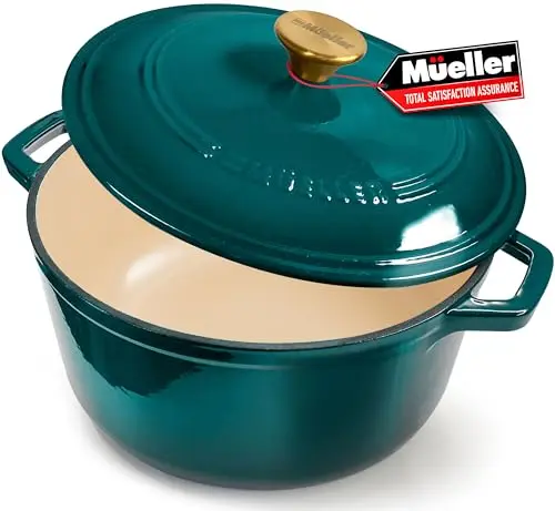 Mueller emerald green enameled cast iron dutch oven