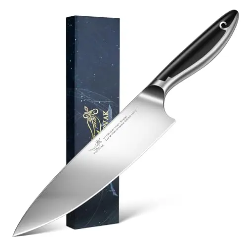 YONOVAK 8-inch German steel chef knife with ergonomic handle