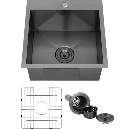 FRANIC matte black outdoor bar sink with workstation features