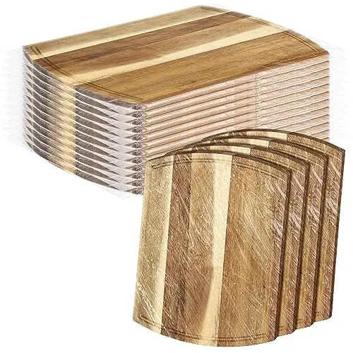 Patelai rectangular acacia wood cutting boards with curved grooves