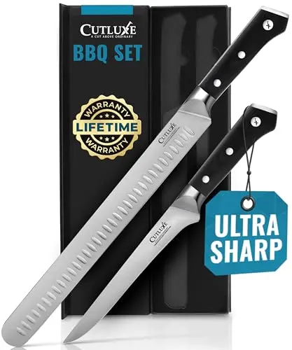 Cutluxe 2-piece BBQ carving knife set with brisket and boning knives