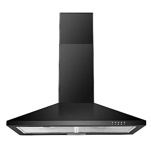 SNDOAS black wall mount range hood with chimney design