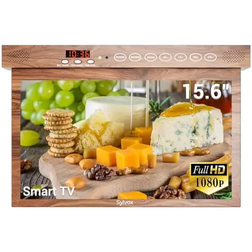 SYLVOX 15.6 inch mahogany under cabinet TV with smart capabilities