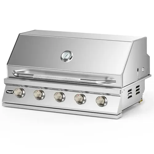 Hygrill 40-inch built-in stainless steel 5-burner grill head