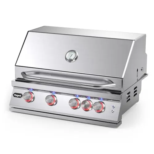Hygrill Premium XTR 32-inch built-in grill with infrared burner and red LED knobs