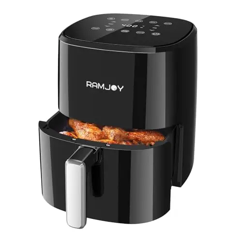 RAMJOY 3.8-quart air fryer with digital display and accessories