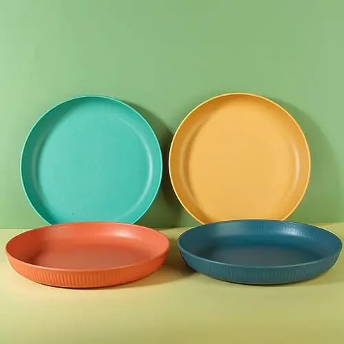 LRUUIDDE lightweight wheat straw plates in multicolor