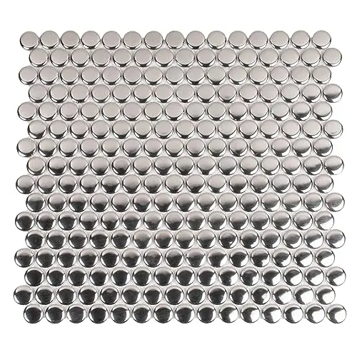TILECLUB metallic silver ceramic penny round backsplash tiles