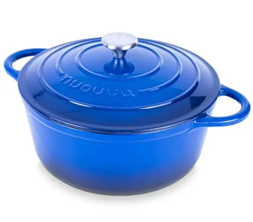 Nuovva dark blue enameled cast iron Dutch oven pot