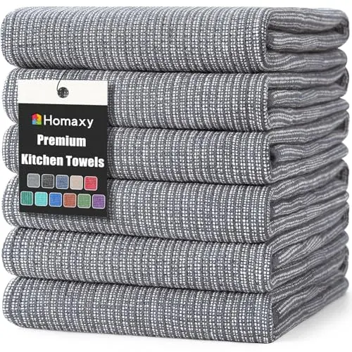 Homaxy premium grey kitchen towels with hanging loops