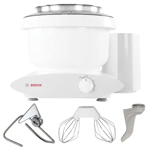 Bosch Universal Plus stand mixer with white housing and large bowl