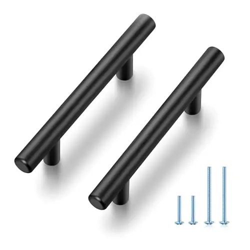 JOY DECOR matte black cabinet handles with T-bar design