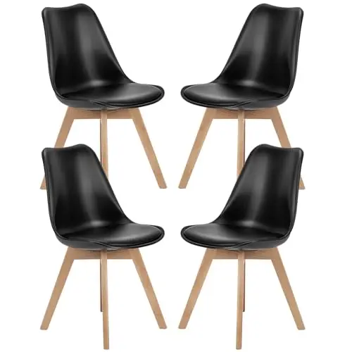 Sweetcrispy mid-century modern kitchen chairs with PU leather and wood legs