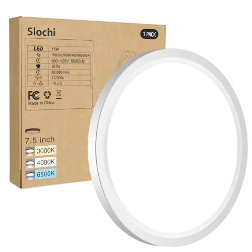 slochi white ultra thin flush mount LED ceiling light with three color temperatures