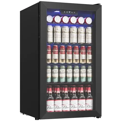 Icyglee 3.2 cubic foot beverage cooler with glass door