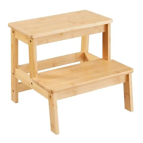 Kovhzcu natural bamboo two-step stool