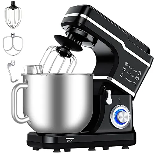Garvee 7.5-quart stand mixer in black with large capacity bowl