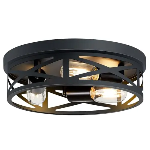 SKEJAO black 3-light flush mount ceiling light fixture