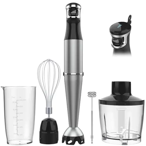 turelar immersion blender set with chopper, whisk, and frother attachments