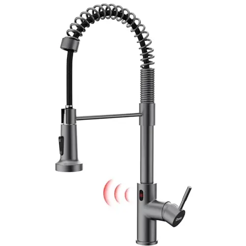GIMILI black stainless touchless kitchen faucet with motion sensor