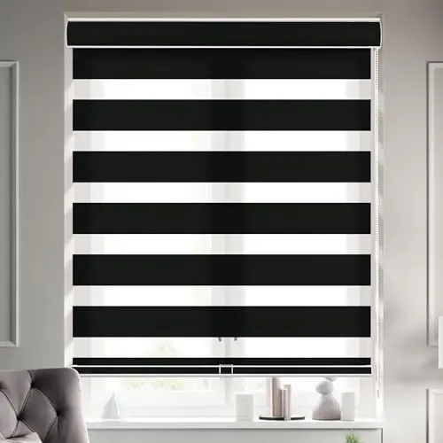 Boolegon black zebra blinds with cassette design for windows