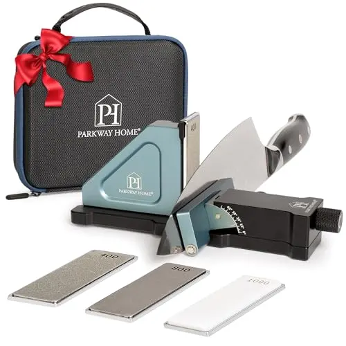 Parkway Home rolling knife sharpener system with adjustable base and diamond plates