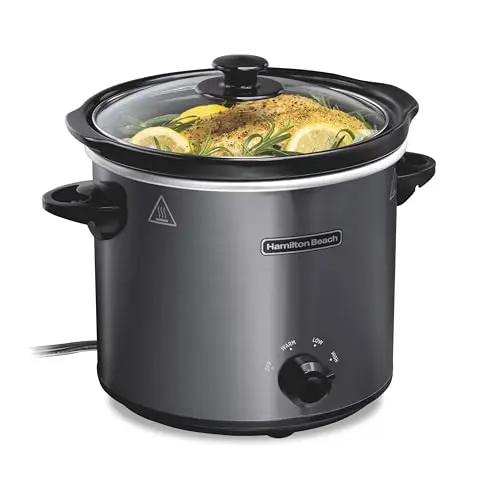 Hamilton Beach 4 quart manual slow cooker in brushed gray