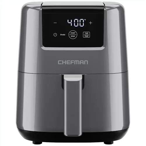 Chefman 2 quart mini air fryer with digital display on kitchen counter