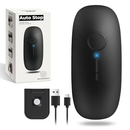 Canslab Ultrablade PRO electric can opener showing sleek black design and magnetic wall mount