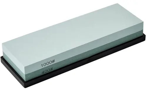 HiramWare dual-grit sharpening stone with silicone base
