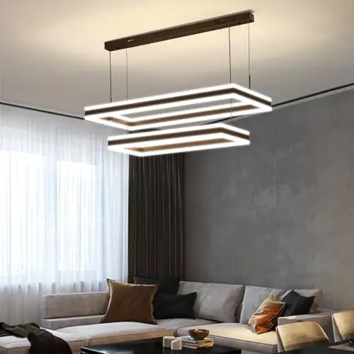 Fordeson modern LED chandelier with black finish and adjustable rings