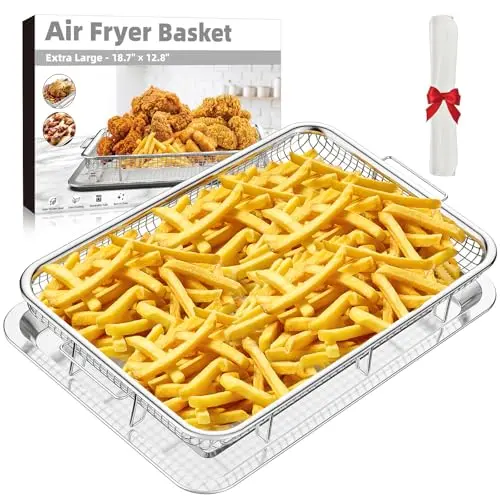 THORSES extra large stainless steel air fryer basket and tray