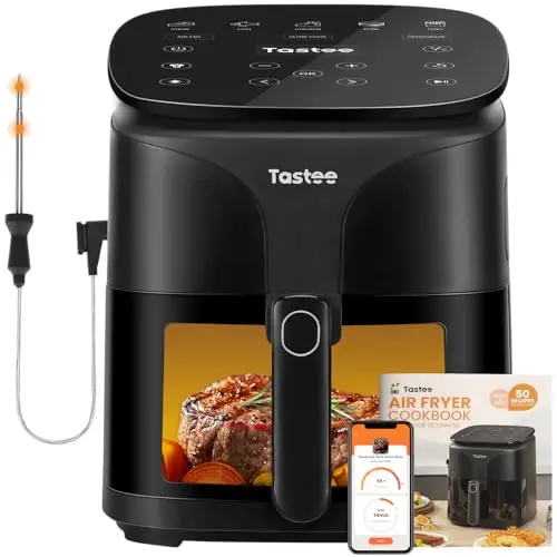 Tastee Air Fryer with digital display and viewing window in black