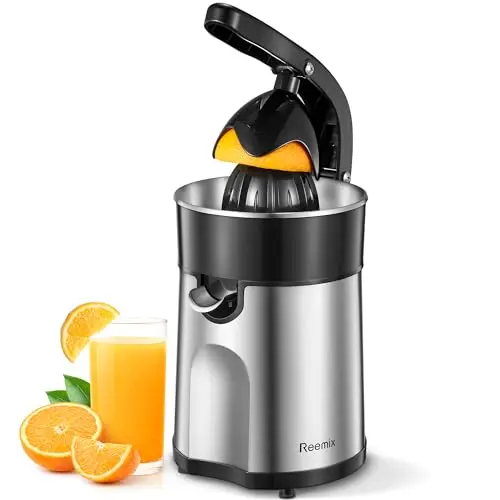 Reemix electric citrus juicer in black and silver