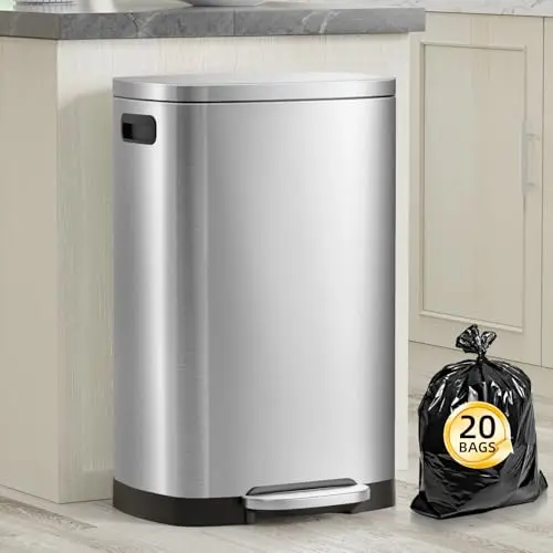 KdbK fingerprint-proof stainless steel kitchen trash can with soft-close lid