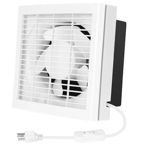 Fanspex 6-inch white shutter exhaust fan installed in kitchen window