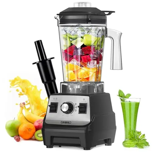 OMMO professional blender with charcoal finish and BPA-free jar