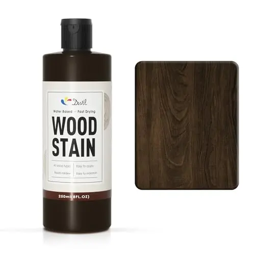 DWIL water-based wood stain in black walnut finish on cabinet door