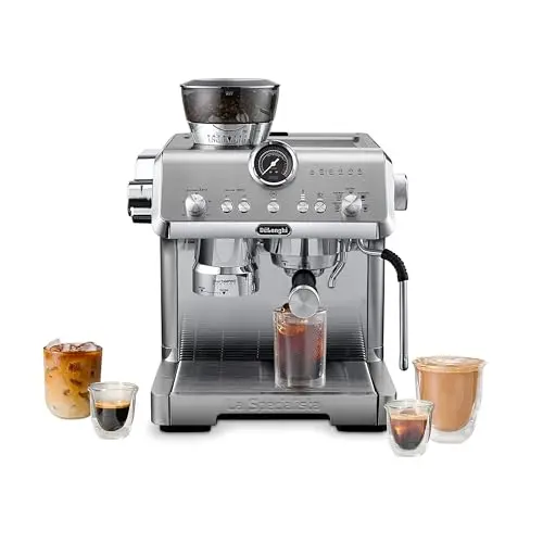 De'Longhi La Specialista Opera luxury espresso machine with stainless steel finish and smart tamping lever