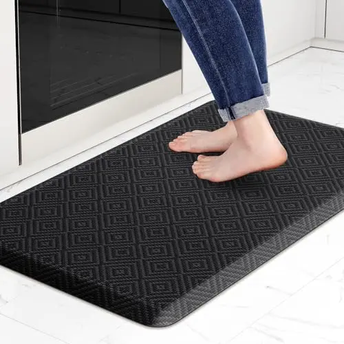 Mattitude black cushioned anti-fatigue kitchen floor mat