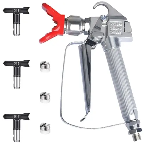 JWGJW airless paint spray gun with tips for cabinet and furniture painting