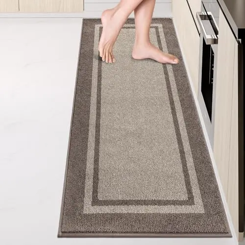 ANLLUGS non-slip kitchen runner rug with plush cushioning on hardwood floor