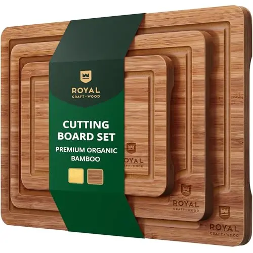 Royal Craft Wood bamboo cutting board set with juice grooves