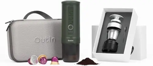 OutIn Nano portable espresso machine with carry bag and accessories