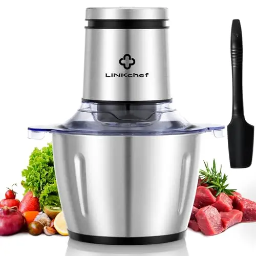 LINKChef silver food processor with stainless steel bowl