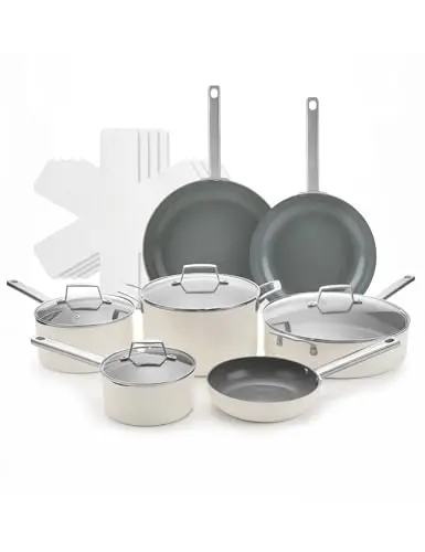 ChefRobot ceramic nonstick induction cookware set in white