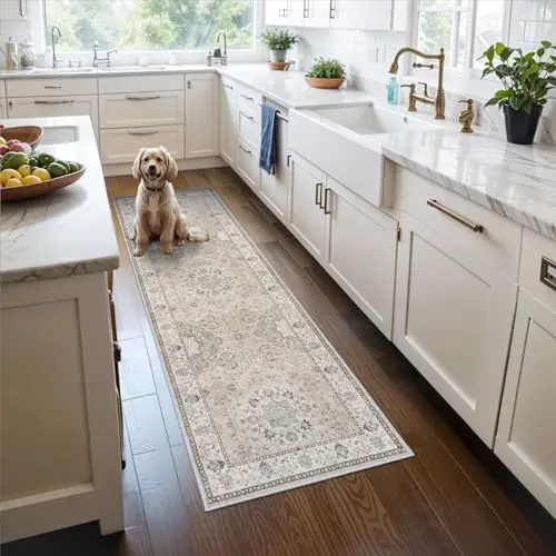 HY HAO YUN LAI beige kitchen runner rug with non-slip backing
