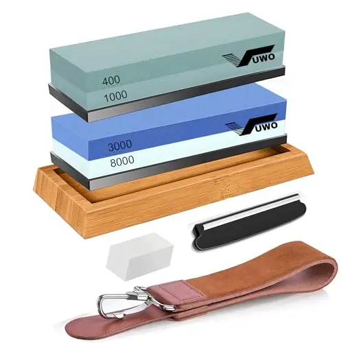 vuwo complete whetstone kit with multiple stones and accessories